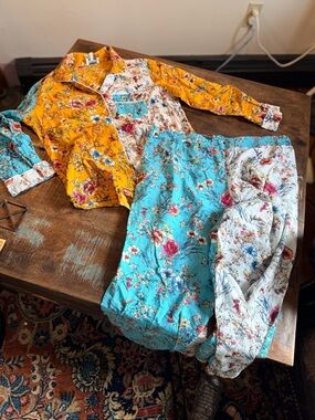 Women’s Floral Mix-and-Match Pajama Set - Yellow, Turquoise & White